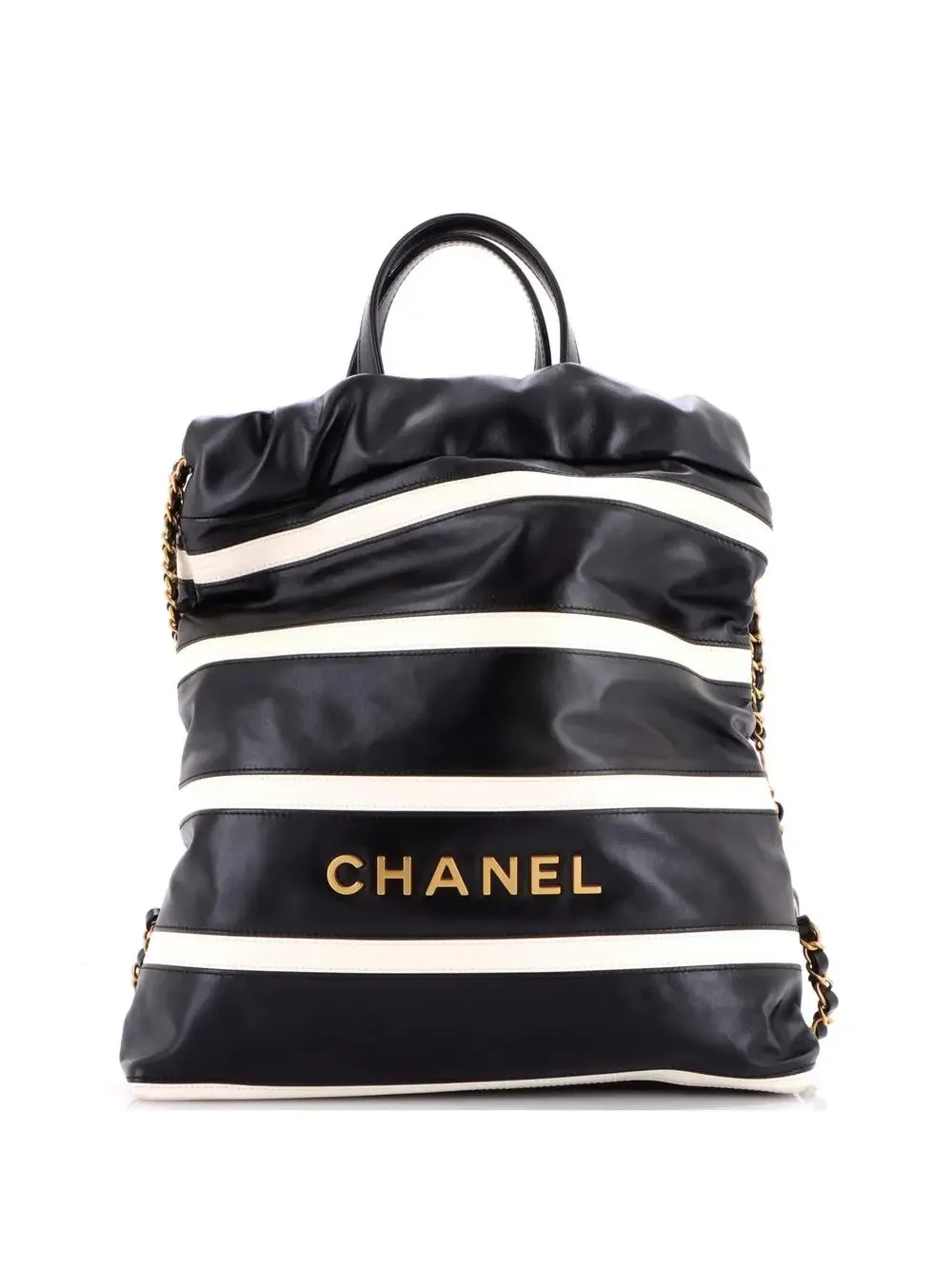 Chanel 22 Chain Backpack Striped Shiny #256590C49B